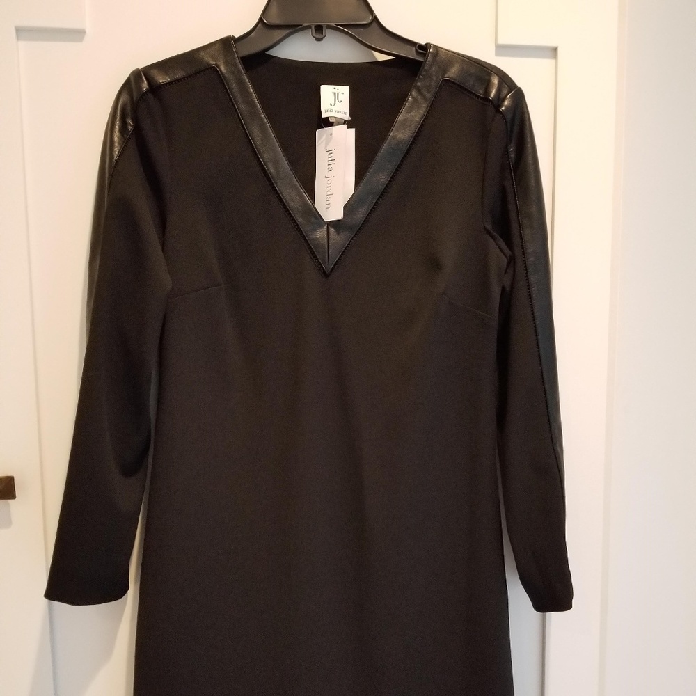 Black dress with Leather Trim